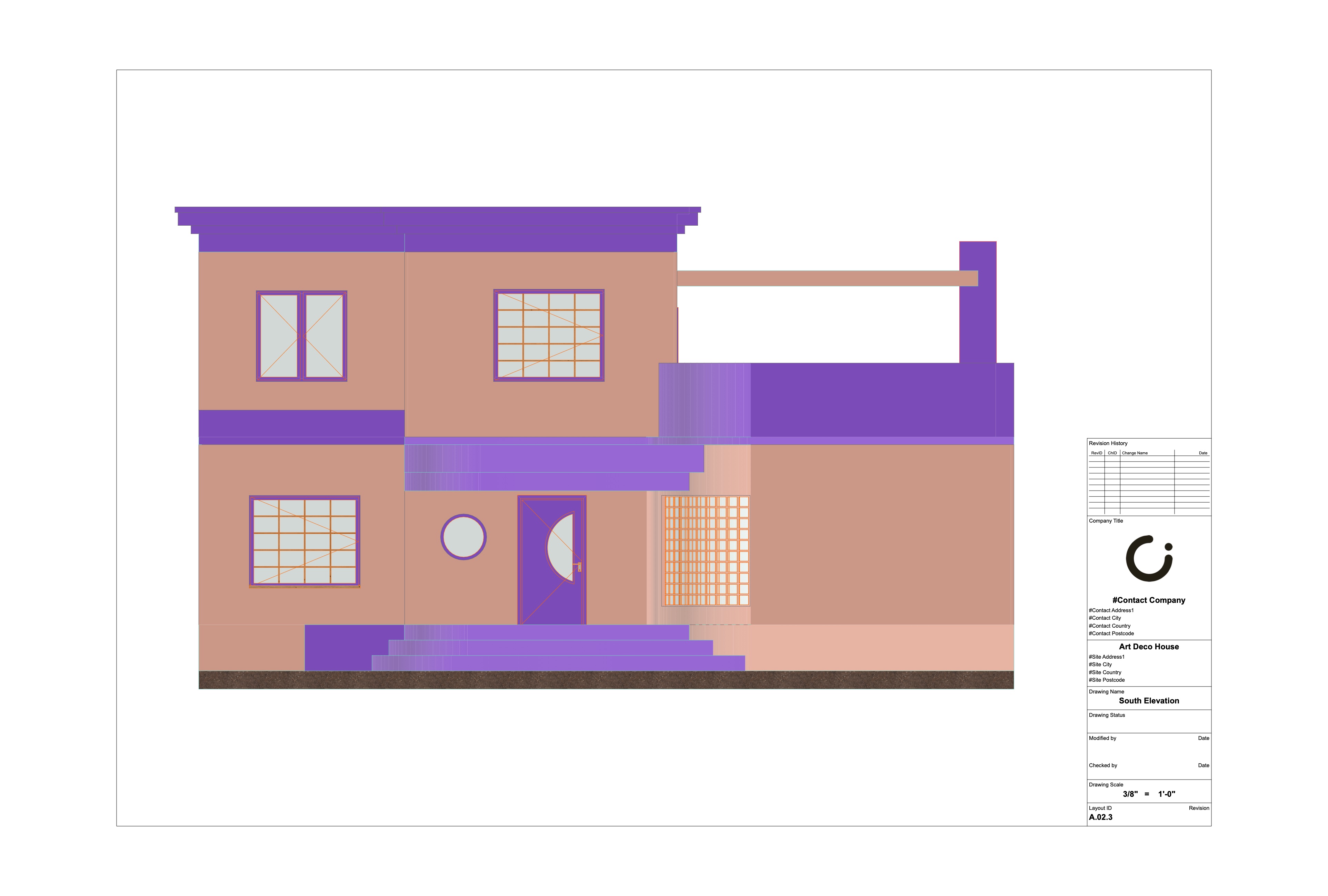 South elevation of house