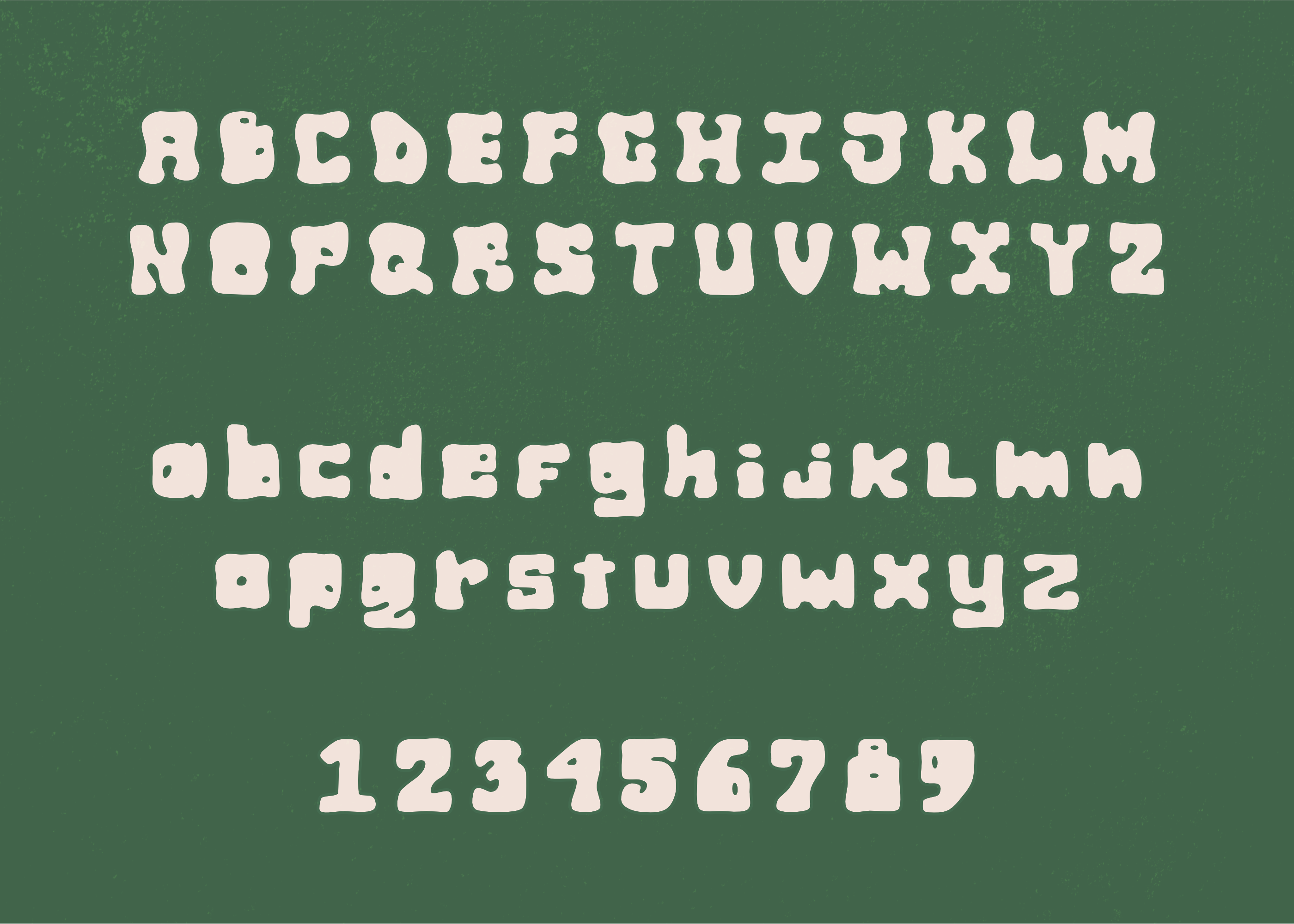 An image of the entire Grover font on a green background